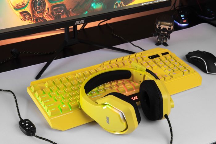 Гарнітура ігрова 2E GAMING HG315, 7.1, USB-A, RGB, 2м, жовтий