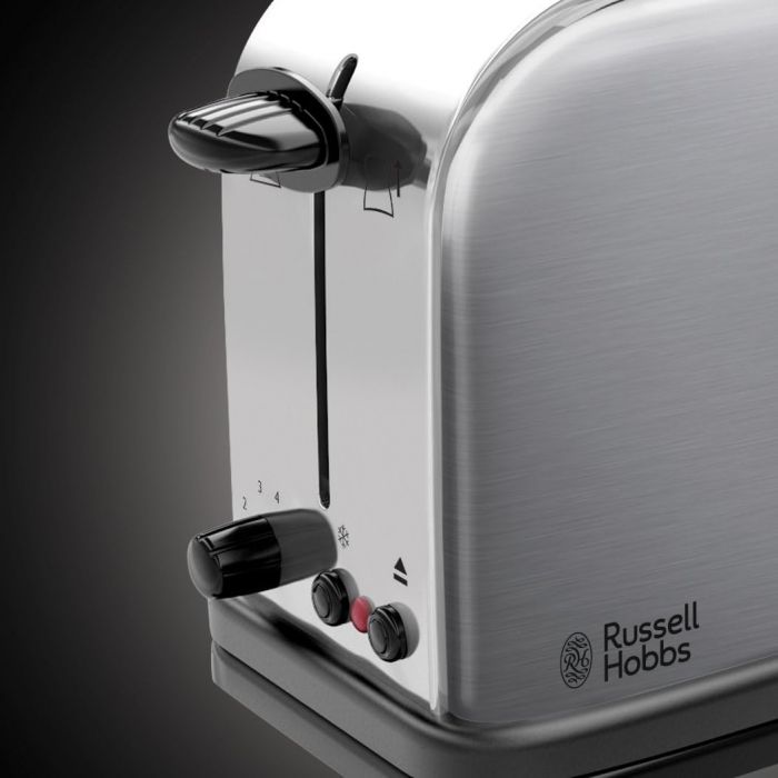 Тостер Russell Hobbs Oxford 1000Вт, довгі слоти, метал, сріблястий