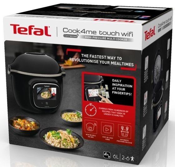 Мультиварка-скороварка Tefal Cook4me Touch, 1600Вт, чаша-6л, сенсорне керув., 13 програм, метал/пластик, чорний