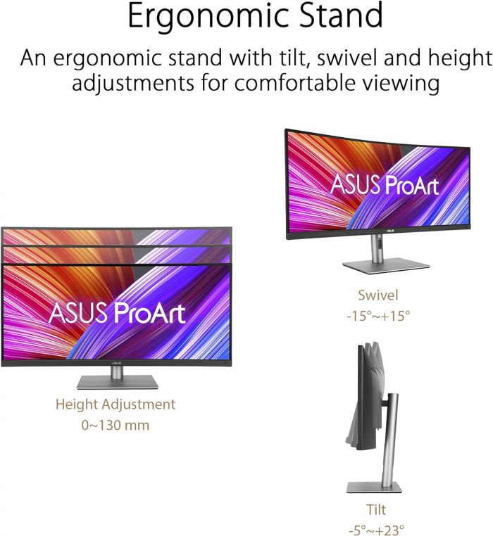 Монітор Asus 34.1" ProArt PA34VCNV 2xHDMI, 2xDP, USB-C, 2xUSB, RJ-45, MM, IPS, 3440x1440, 21:9, sRGB 100%, CURVED, AdaptiveSync, HAS, HDR10