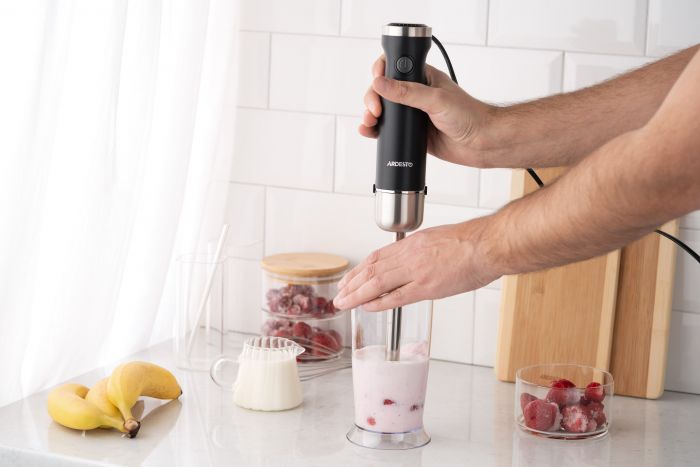 Блендер ARDESTO заглибний 600Вт, чаша-600мл, вінчик для взбивання, чорно-сріблястий