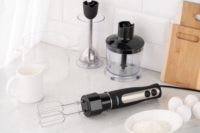 Блендер Ardesto заглибний 800Вт, 3в1, чаша-600мл, чопер-500мл, чорно-сріблястий