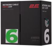 Кабель "вита пара" 2E CAT 6, U-UTP, 305м, AWG 23/1, LSZH-1, зелений Кабель "вита пара" 2E CAT 6, U-UTP, 305м, AWG 23/1, LSZH-1, зелений