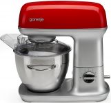 Кухонна машина Gorenje 1000Вт, чаша-метал, корпус-метал, насадок-7, сріблясто-червоний