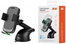 Автомобільний тримач смартфона 2Е автоматичний/бездротова зарядка Автомобільний тримач смартфона 2Е автоматичний/бездротова зарядка