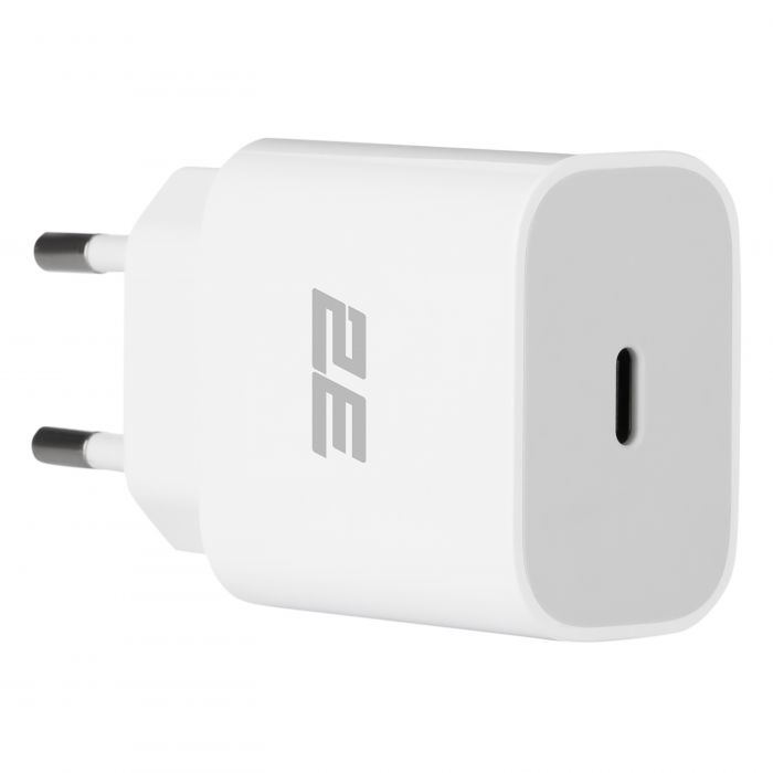 Зарядний пристрій мережевий 2E 20Вт USB-C PD, білий