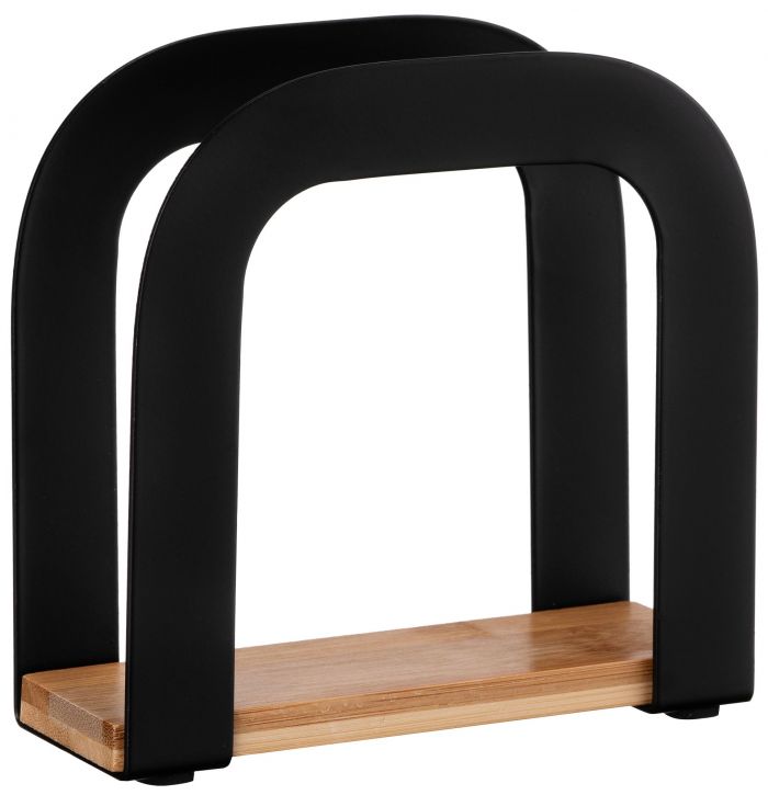 Серветниця ARDESTO Midori 12х4.5х12см, метал, бамбук, чорна