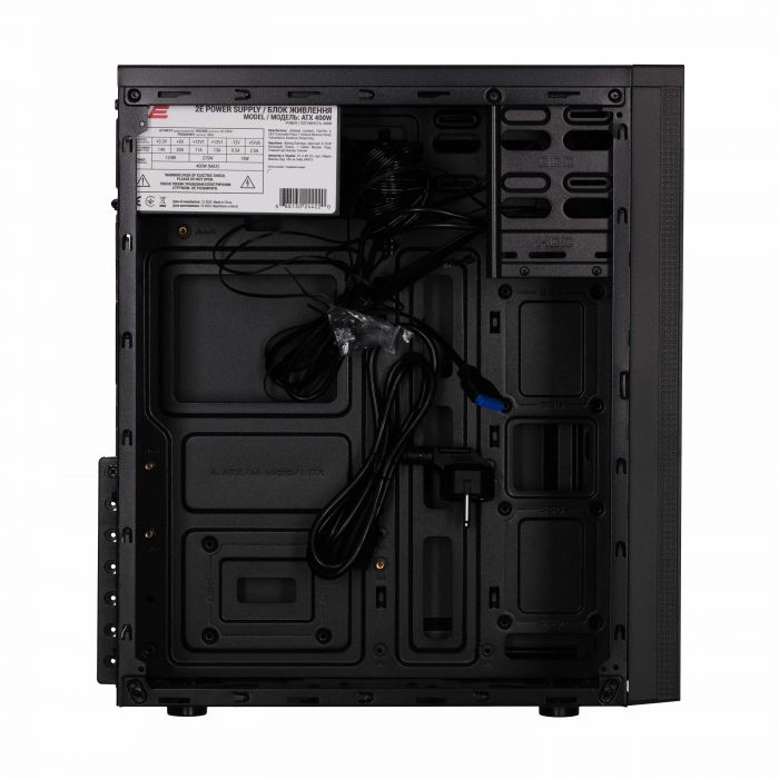 Корпус 2E Alfa E185-400 з БЖ 2E ATX400W, 1xUSB3.0, 2xUSB2.0, VGA 310мм, ATX, чорний