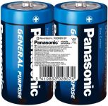 Батарейка Panasonic GENERAL PURPOSE вугільно-цинкова D(R20) плівка, 2 шт.
