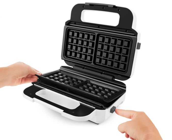 Мультимейкер Tefal Snack XL 850Вт, тефлон, 3 пластини, корпус-пластик, біло-чорний