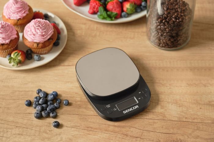 Ваги Sencor кухонні для кави, 2кг, АААx3, регулювання гравітації, пластик, чорний-нержавіюча сталь Ваги Sencor кухонні для кави, 2кг, АААx3, регулювання гравітації, пластик, чорний-нержавіюча сталь