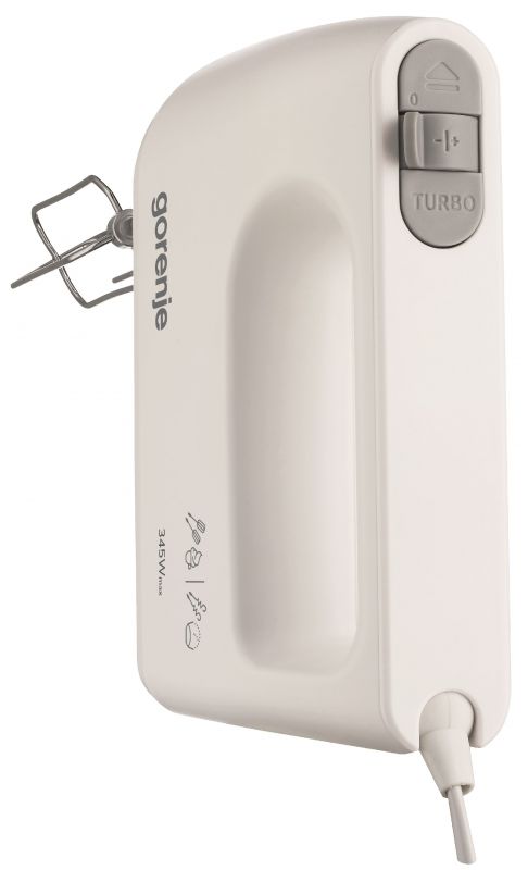 Міксер Gorenje ручний 345Вт, насадки-4, турборежим, білий