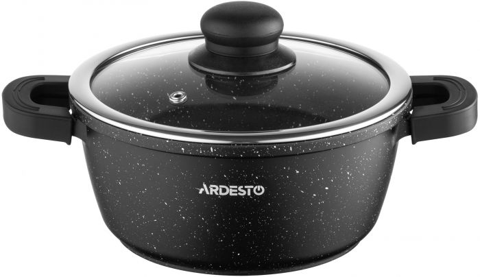 Каструля зі скляною кришкою Ardesto Gemini Anzio, 1.8л, алюміній, чорний