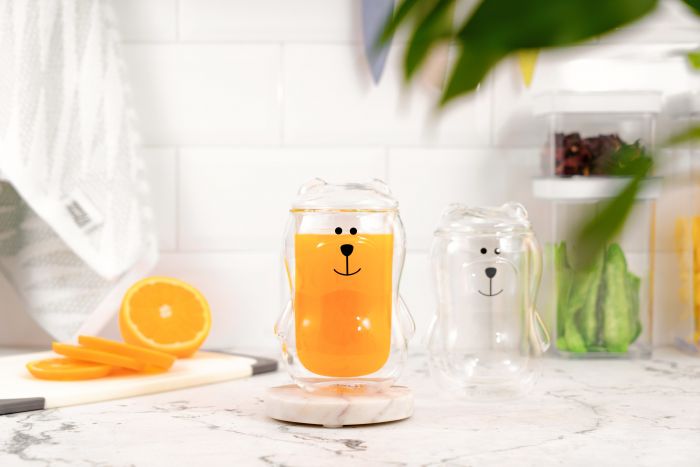 Набір чашок з кришкою з подвійними стінками ARDESTO Animals, 300мл, 2шт, боросилікатне скло, прозорий