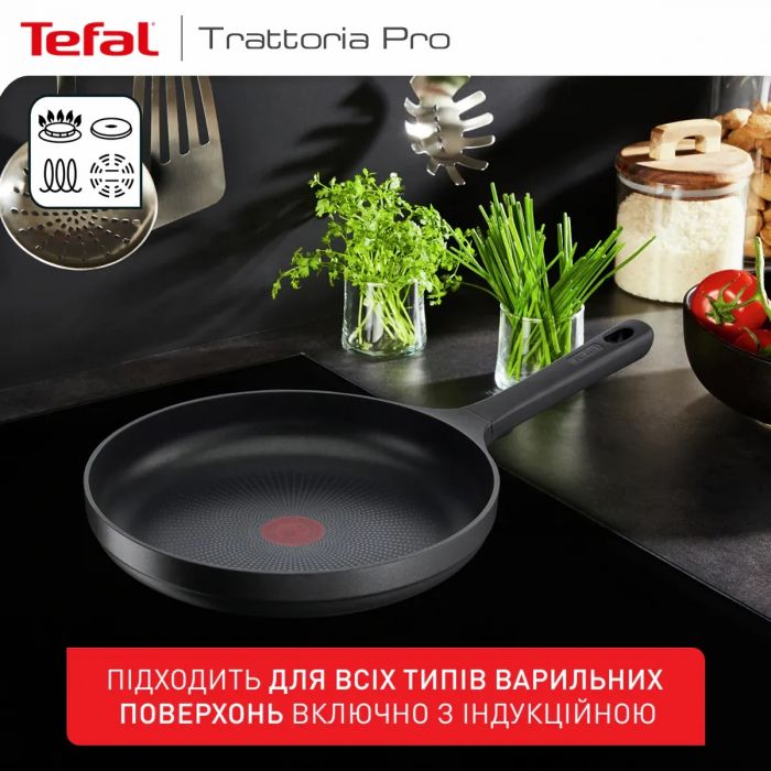 Сковорода Tefal Trattoria Pro, 28см, алюміній, бакеліт, сірий