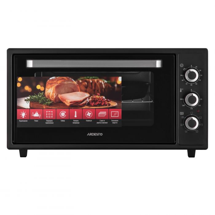 Піч електрична ARDESTO, 48л, 1600Вт, механіч., конвекція, рожен, чорний