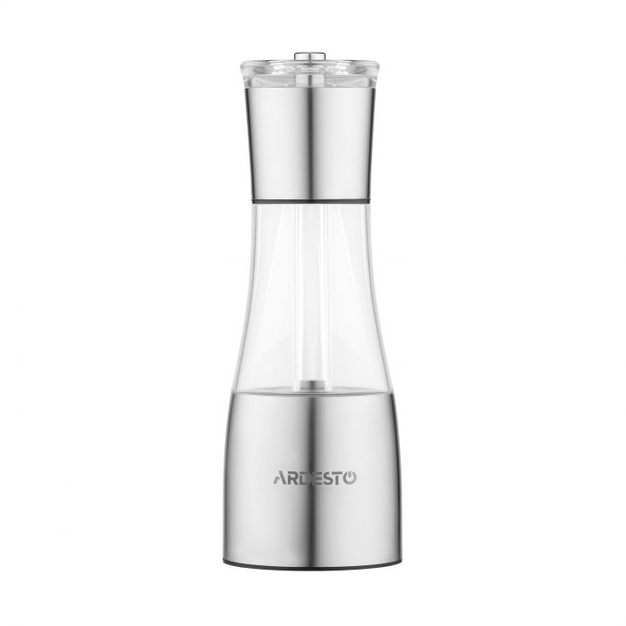Млинок для солі та перцю 2 в 1 ARDESTO Gemini, 140мл, акрил, нержавіюча сталь, прозорий