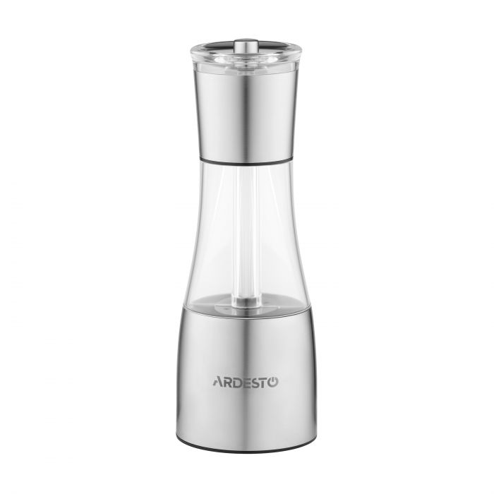Млинок для солі та перцю 2 в 1 ARDESTO Gemini, 140мл, акрил, нержавіюча сталь, прозорий