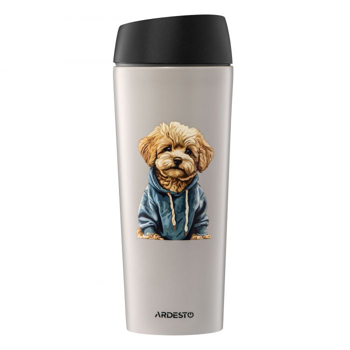 Термокухоль Ardesto Coffee Time Maltipoo 450мл, нержавіюча сталь, бежевий