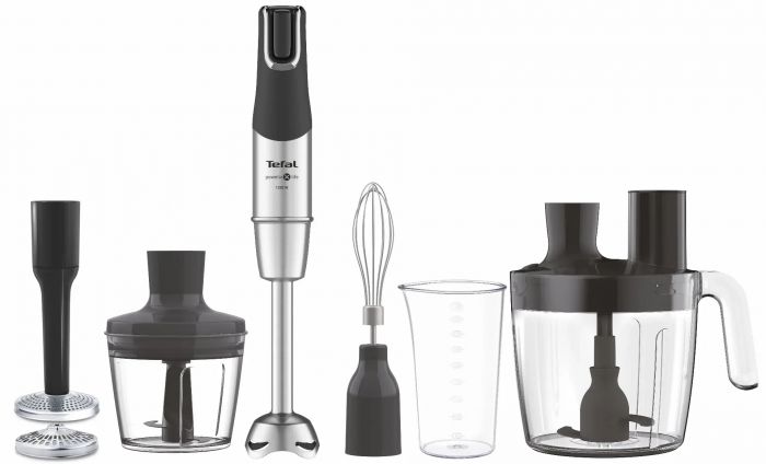 Блендер Tefal заглибний Infiny Force Pro, 1200Вт, 9в1, чаша-800мл, чопер-500мл, спіралайзер, турборежим, чорний