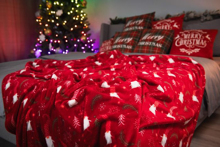 Плед Ardesto Christmas Flannel, 160х200см, 100% поліестер, гноми