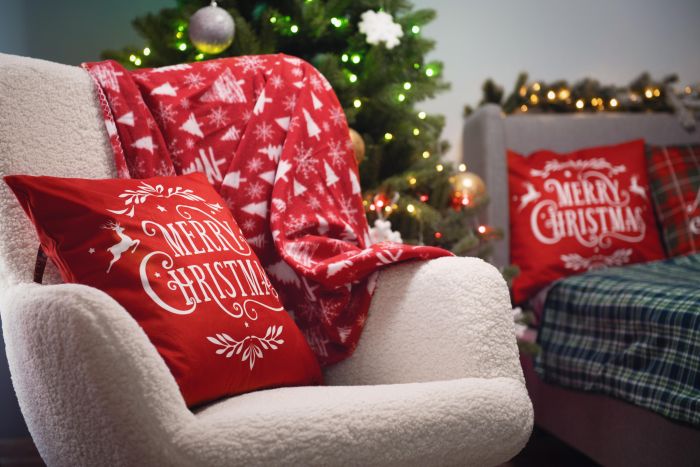 Плед Ardesto Christmas Fleece 130x160см, 100% поліестер, засніжені ялинки