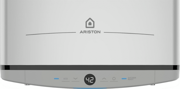 Водонагрівач електр. Ariston плаский слім VELIS TECH 100 EU, 100л, 2*1,5кВт, ун. монтаж, електр. кер-ння, B, Італія, Сірий