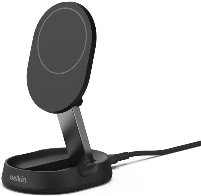 Зарядний пристрій бездротовий Belkin 15Вт Magnetic Stand Qi2, адаптер 20Вт USB-C, чорний