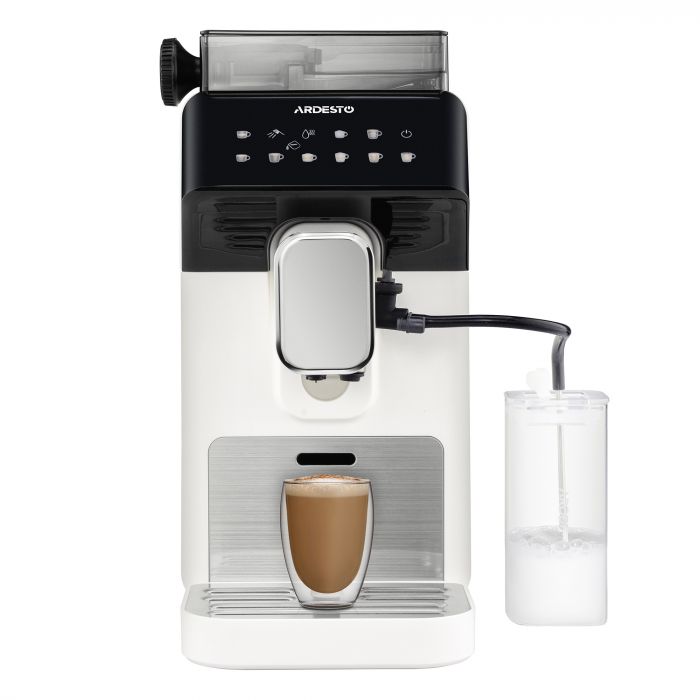 Кавомашина ARDESTO, 2л, зерно, автомат.капуч, дисплей, авторецептів -9, біло-чорний