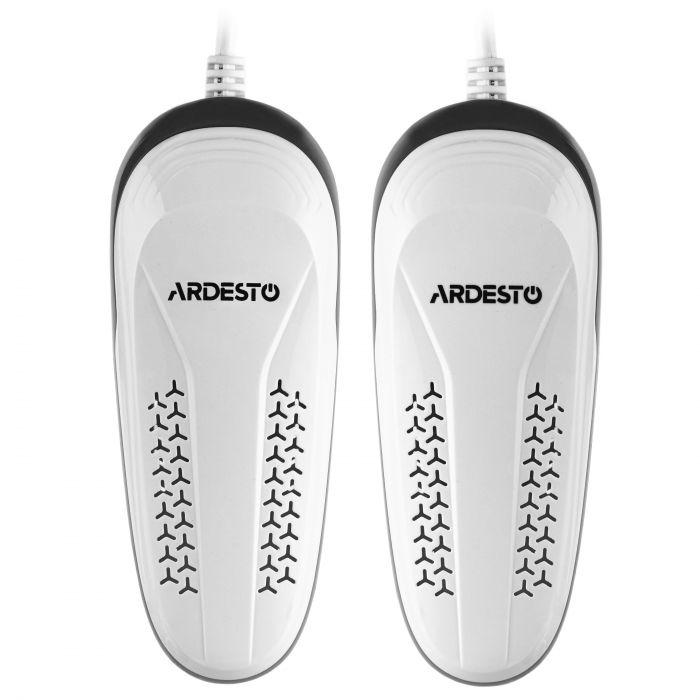 Сушарка для взуття електрична Ardesto, потужність 10Вт, функція озонування, білий+сірий