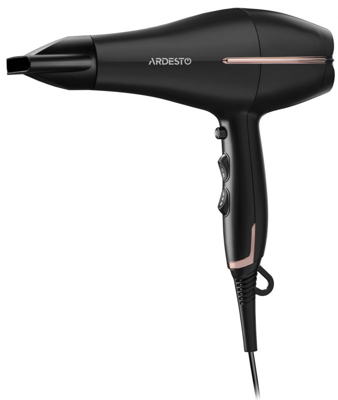 Фен Ardesto  HD-Y220PRO, 1850-2200Вт, 2 швидкості, 3 темп.режими, дифузор,чорний+золото