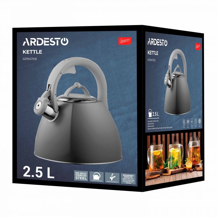 Чайник ARDESTO Gemini, 2.5л, нержавіюча сталь, сірий