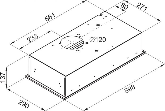 Витяжка Hansa вбудована, 60см, 182м.куб/год., чорний