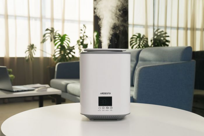 Зволожувач повітря ARDESTO ультразвуковий, 25м2, 3.1л, 250мл/г, електр. кер-ння, верх. залив води, дисплей, білий