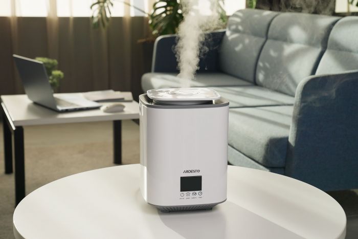 Зволожувач повітря ARDESTO ультразвуковий, 25м2, 3.1л, 250мл/г, електр. кер-ння, верх. залив води, дисплей, білий