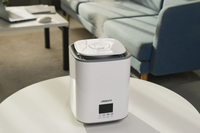 Зволожувач повітря ARDESTO ультразвуковий, 25м2, 3.1л, 250мл/г, електр. кер-ння, верх. залив води, дисплей, білий