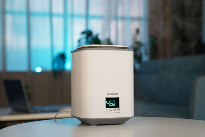 Зволожувач повітря ARDESTO ультразвуковий, 25м2, 3.1л, 250мл/г, електр. кер-ння, верх. залив води, дисплей, білий