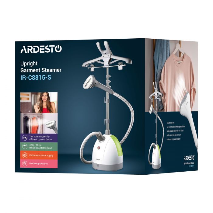 Відпарювач ARDESTO вертикальний IR-C8815-S, 1785Вт, 1500мл, нерж. сталь, біло-зелений