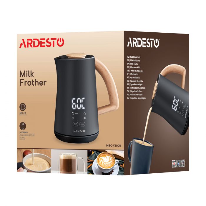 Спінювач-підігрівач ARDESTO 500Вт, ємність резервуару-500мл, LED-дисплей, чорний