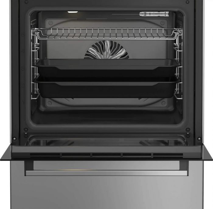 Плита Beko комбінована, 72л, 60x60см, дисплей, конвекція, чавун, чорний