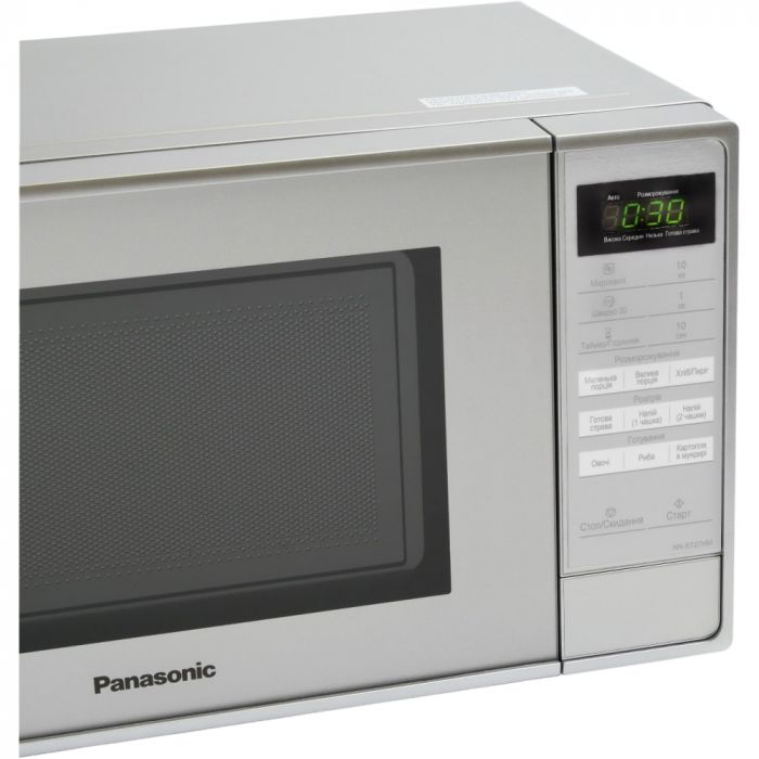 Мікрохвильова піч Panasonic, 20л, електр.управл., 800Вт, дисплей, сріблястий Мікрохвильова піч Panasonic, 20л, електр.управл., 800Вт, дисплей, сріблястий