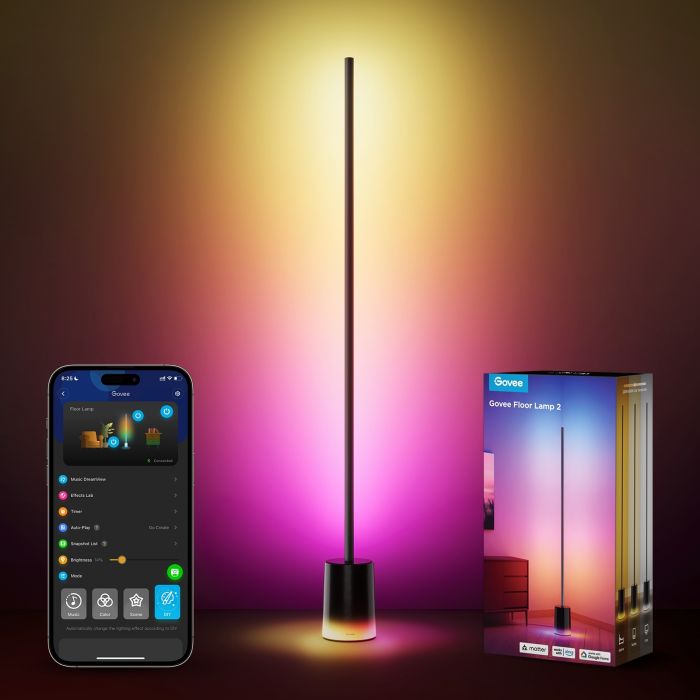 Торшер розумний Govee H607C Govee Floor Lamp 2, 1725Lm, RGBICWW, WI-FI/Bluetooth, чорний