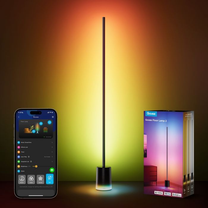 Торшер розумний Govee H607C Govee Floor Lamp 2, 1725Lm, RGBICWW, WI-FI/Bluetooth, чорний