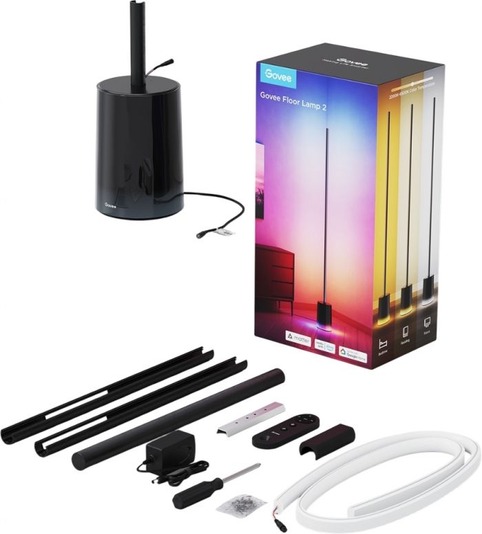 Торшер розумний Govee H607C Govee Floor Lamp 2, 1725Lm, RGBICWW, WI-FI/Bluetooth, чорний