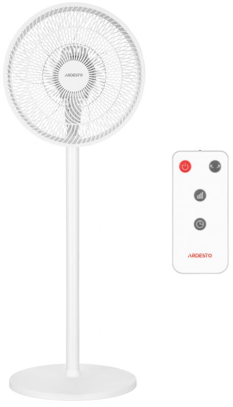 Вентилятор ARDESTO FN-B1140R підлоговий, 40см, 55Вт, ел. кер-ня, дисплей, таймер, пульт ДК, опора кругла, білий