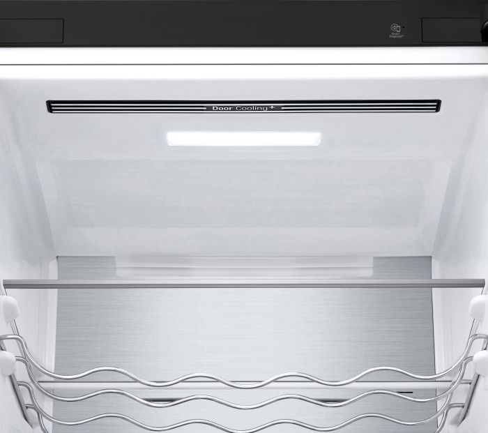 Холодильник LG з нижн. мороз., 203x60х68, холод.відд.-277л, мороз.відд.-107л, 2дв., А++, NF, інв., диспл зовн., Fresh Сonverter, Metal Fresh, чорний матовий