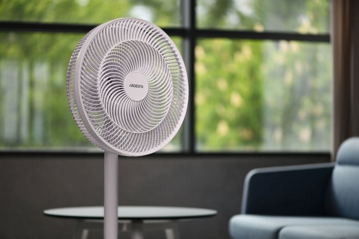 Вентилятор ARDESTO FN-B1140R підлоговий, 40см, 55Вт, ел. кер-ня, дисплей, таймер, пульт ДК, опора кругла, білий