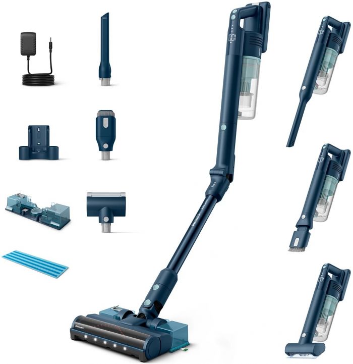 Пилосос Philips безпровідний Flex Series 5000, вологе прибирання, конт пил -0.27л, автон. робота до 60хв, PowerCyclone 10, сіро-зелений Пилосос Philips безпровідний Flex Series 5000, вологе прибирання, конт пил -0.27л, автон. робота до 60хв, PowerCyclone 10, сіро-зелений