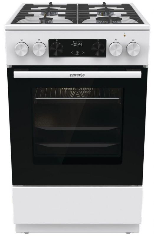 Плита Gorenje комбінована, 70л, 50x60см, дисплей, чавун, білий