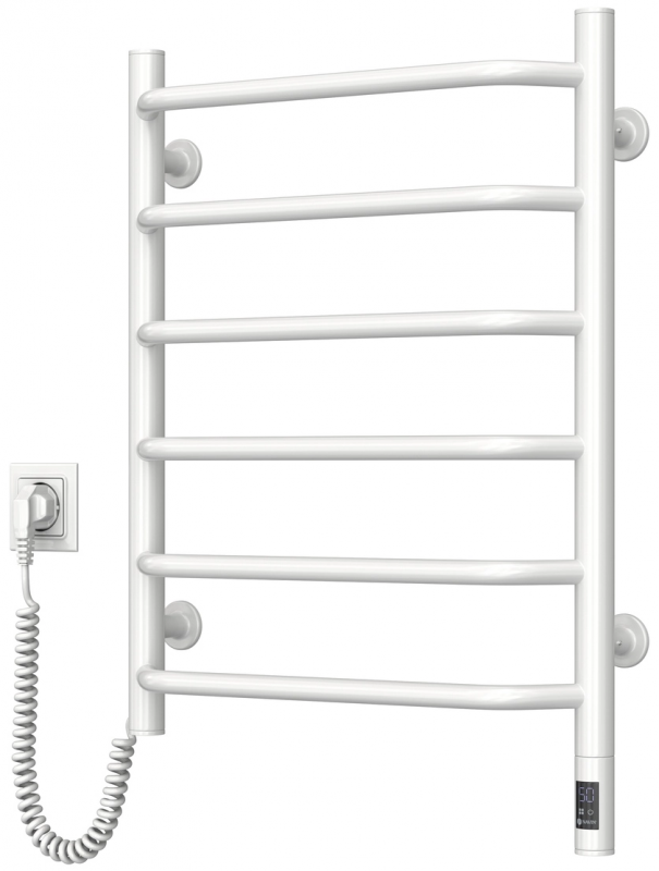 Рушникосушка Navin електрична Блюз, 600х480х123мм, таймер-регулятор, сталь, білий, ліве підключення